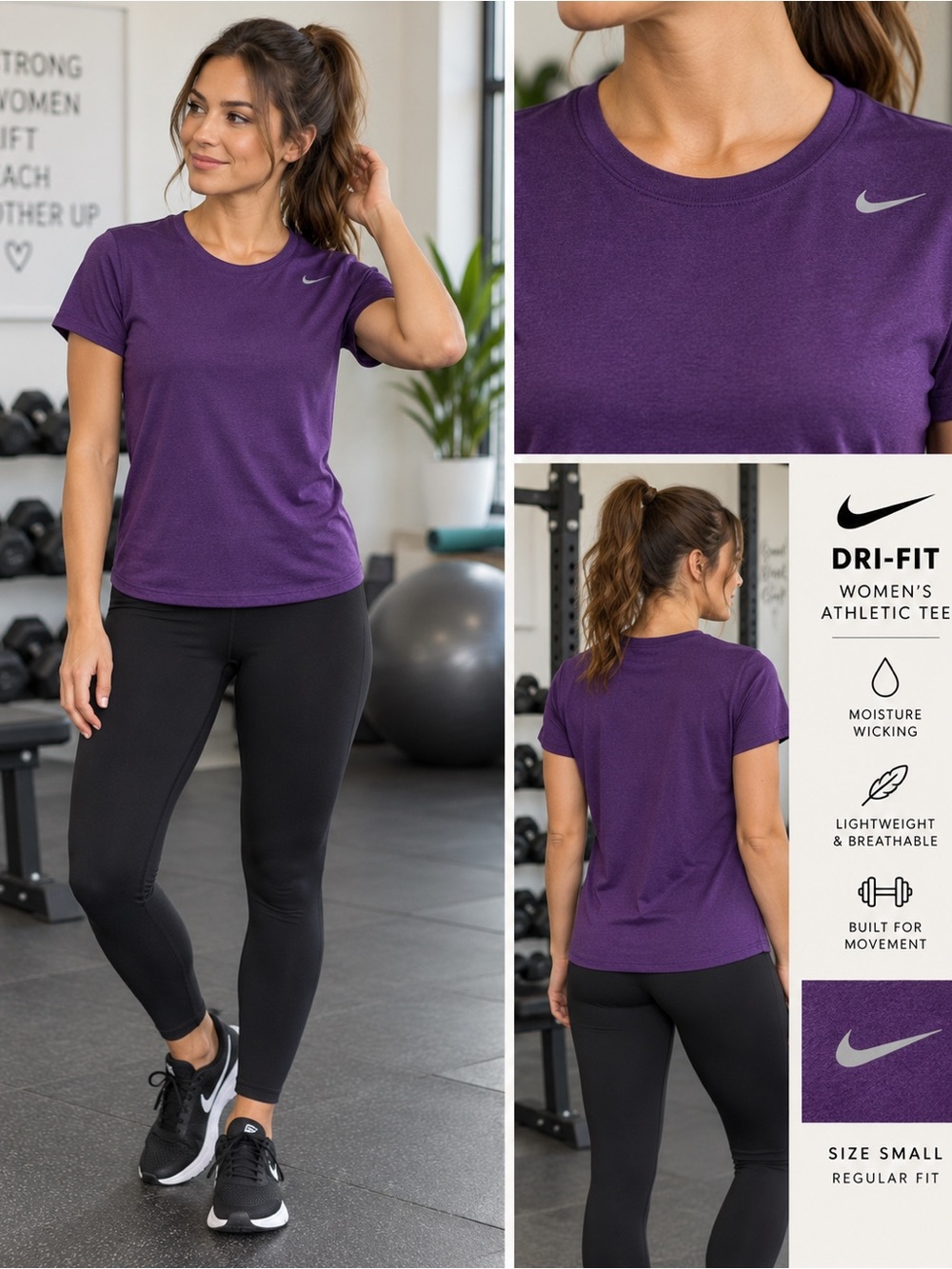 Nike Women's Purple Dri-FIT Short Sleeve Tee